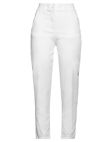 VICOLO Denim pants Ivory 97% Cotton, 3% Elastane