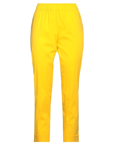SEMICOUTURE Casual trouser Yellow 79% Cotton, 18% Polyamide, 3% Elastane