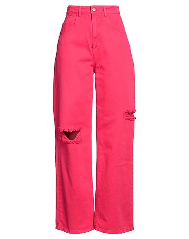 ICON DENIM Denim trousers Fuchsia 100% Cotton