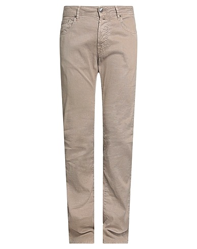 JACOB COHЁN Denim pants Light brown 65% Linen, 34% Cotton, 1% Elastane