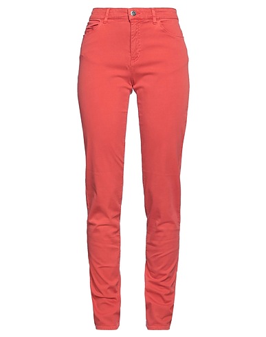 EMPORIO ARMANI Casual trouser Brick red 65% Cotton, 32% Viscose, 3% Elastane