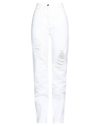ELISABETTA FRANCHI Denim trousers White 100% Cotton