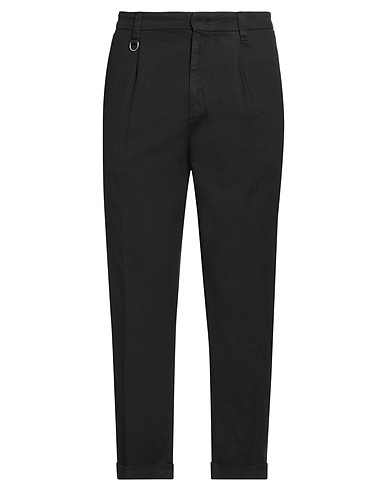 PAOLO PECORA Casual trouser Black 63% Cotton, 35% Linen, 2% Elastane