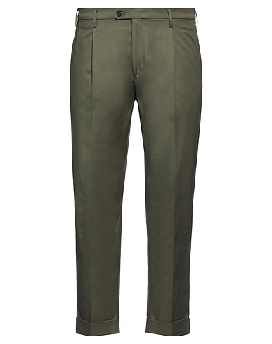 MICHELE CARBONE Casual pants Military green 97% Cotton, 3% Elastane