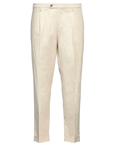 MICHELE CARBONE Casual trouser Cream 97% Cotton, 3% Elastane
