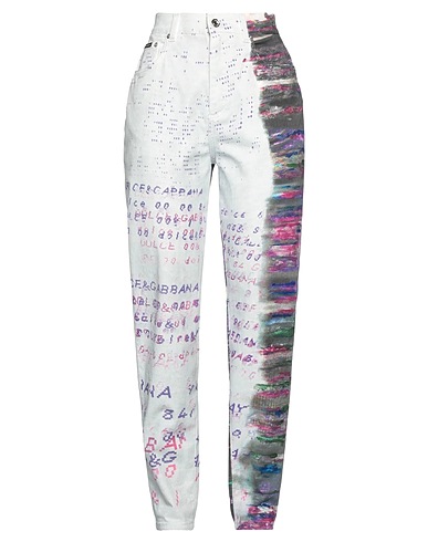DOLCE&GABBANA Denim pants DENIM Light grey 98% Cotton, 2% Elastane, Brass, Calfskin