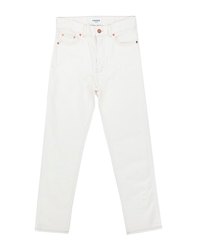 FINGER IN THE NOSE Denim trousers Beige 100% Cotton