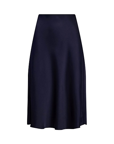 LAUREN RALPH LAUREN ミディ丈スカート  SATIN CHARMEUSE MIDI SKIRT 
 ミッドナイトブルー リサイクルポリエステル 60% / ポリエステル 40%