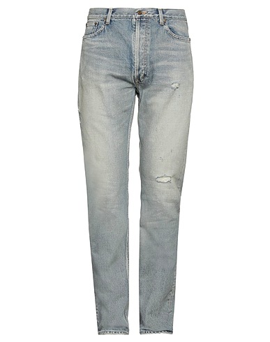SAINT LAURENT Denim pants Blue 100% Cotton, Calfskin
