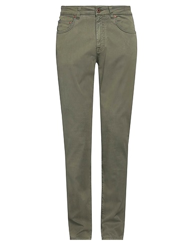 BOGLIOLI 5-pocket Military green 94% Cotton, 4% Silk, 2% Elastane