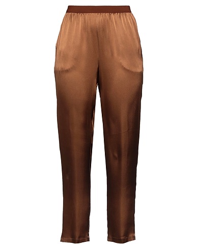 SEMICOUTURE Casual pants Chocolate brown 87% Acetate, 13% Silk