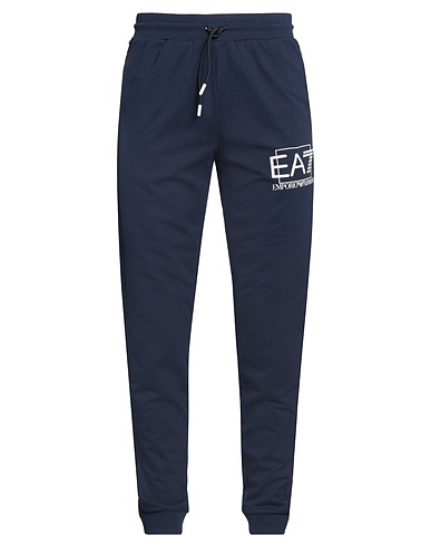 EA7 Casual pants Navy 100% Cotton, Elastane