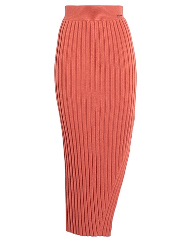 CALVIN KLEIN Long skirt Rust 65% Cotton, 25% Polyester, 10% Wool
