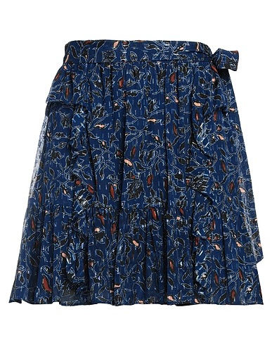 ULLA JOHNSON Mini skirt Navy blue 70% Silk, 28% Cotton, 2% Lurex®