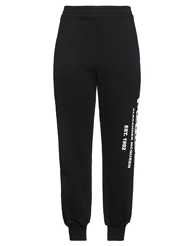 MCQUEEN Pantalone Nero 100% Cotone, Elastan