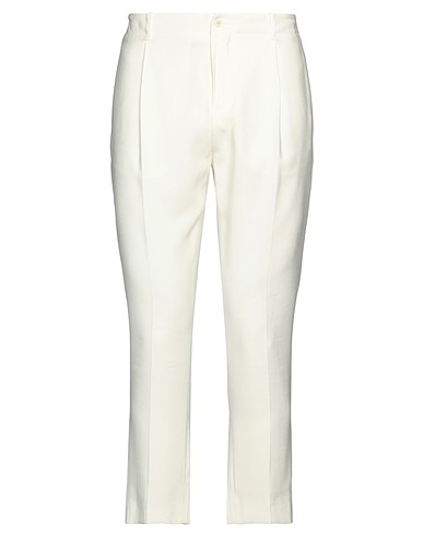 DANIELE ALESSANDRINI Casual pants White 91% Viscose, 9% Polyester