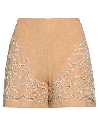 TWINSET Shorts & Bermuda Camel 55% Linen, 45% Cotton, Polyester