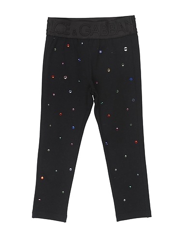 DOLCE&GABBANA Leggings Black 90% Cotton, 10% Elastane, Glass, Polyester, Polyamide