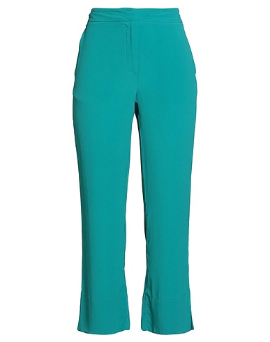 SEMICOUTURE Casual trouser Emerald green 65% Acetate, 35% Silk