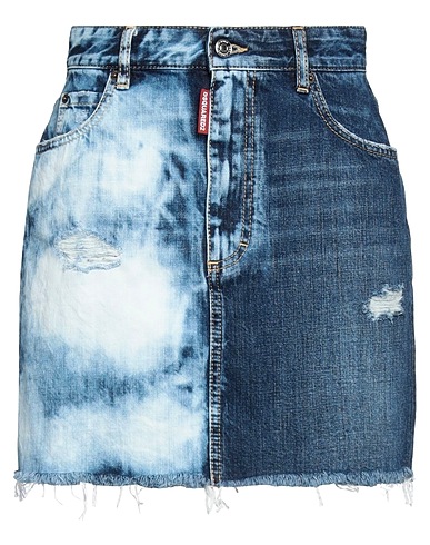 DSQUARED2 Denim skirt Blue 100% Cotton, Calfskin