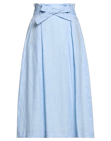 PESERICO Midi skirt Sky blue 100% Linen