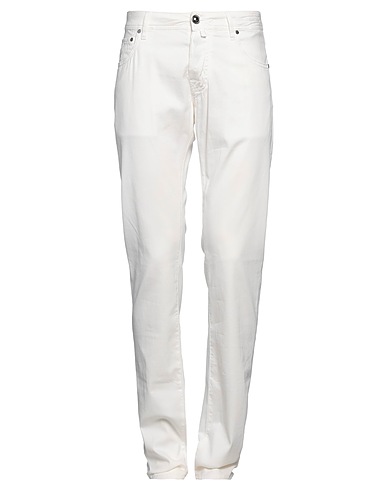 JACOB COHЁN Casual trouser OFF WHITE 88% Cotton, 10% Silk, 2% Elastane