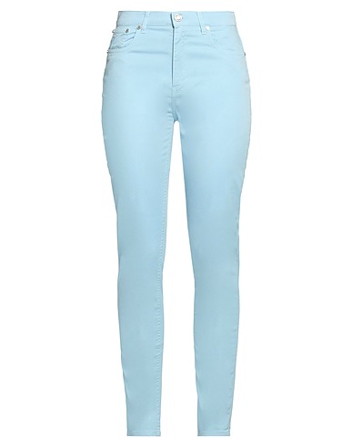 TRUSSARDI Casual trouser Sky blue 97% Cotton, 3% Elastane