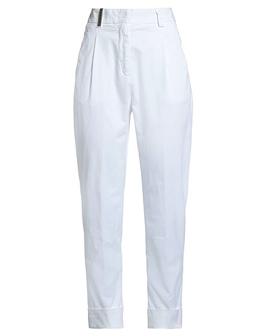 PESERICO Casual trouser White 98% Cotton, 2% Elastane