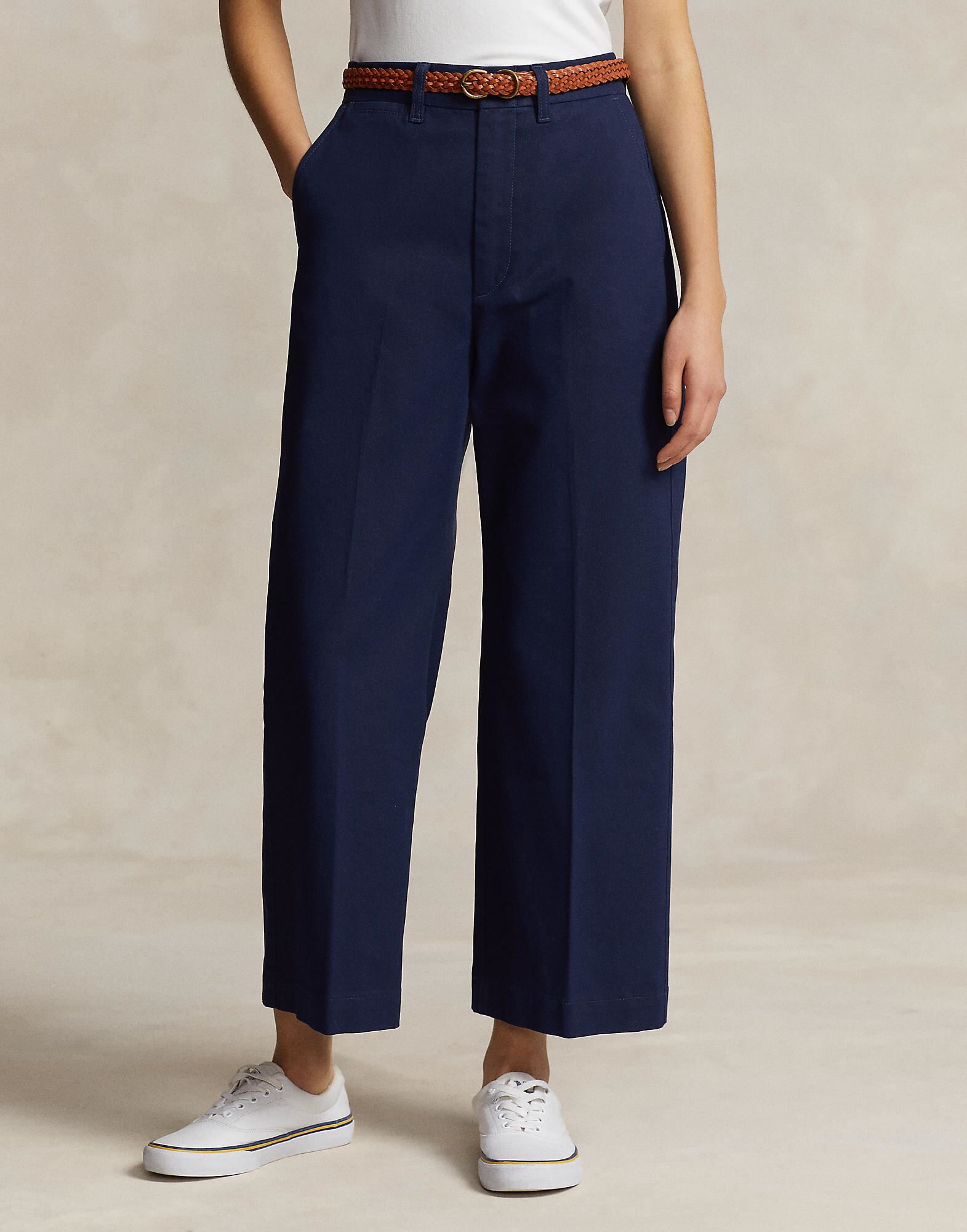 パンツ Ralph Lauren wide chino pants navy W40 CHINO WIDE-LEG PANT | Navy Women's Casual Pants | YOOX