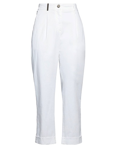 PESERICO Casual trouser White 97% Cotton, 3% Elastane