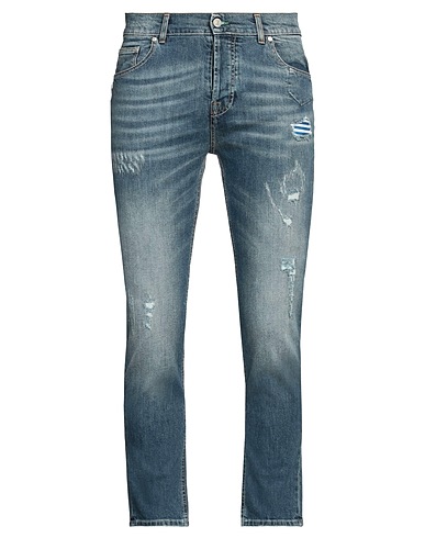 GREY DANIELE ALESSANDRINI Denim trousers Blue 98% Cotton, 2% Elastane