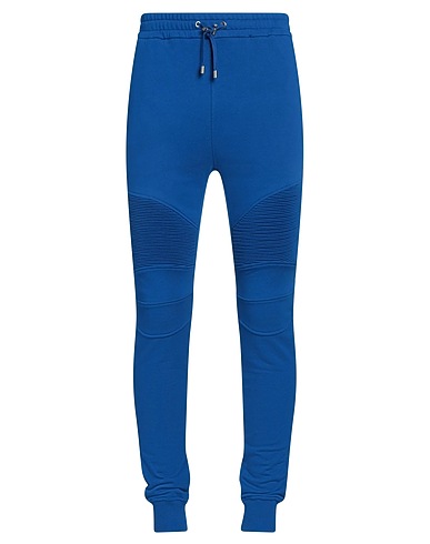BALMAIN Casual trouser Bright blue 100% Cotton, Elastane