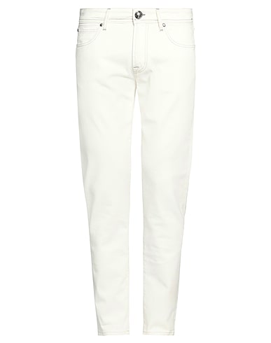 ROŸ ROGER'S Denim trousers White 98% Cotton, 2% Elastane