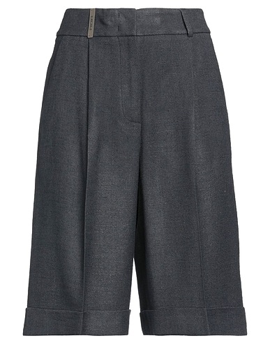 PESERICO Shorts & Bermuda Charcoal 67% Viscose, 24% Linen, 9% Cotton