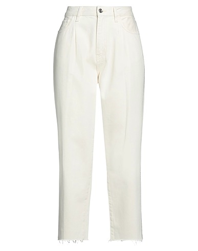 LIU •JO Denim trousers Ivory 100% Cotton