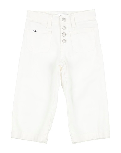 POLO RALPH LAUREN Denim pants Cropped Wide-Leg Jean
 White 100% Cotton