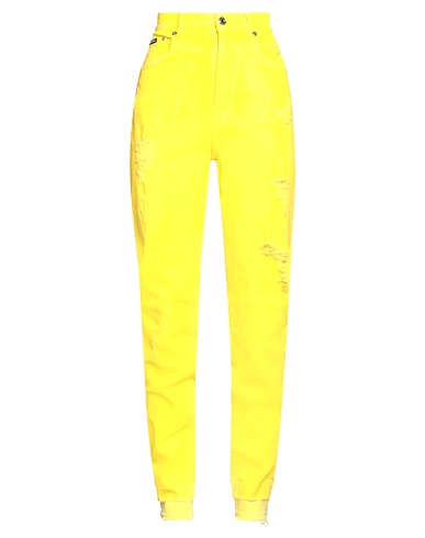 DOLCE&GABBANA Denim trousers Yellow 98% Cotton, 2% Elastane