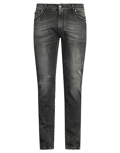 DANIELE ALESSANDRINI HOMME Denim trousers Black 79% Cotton, 19% Recycled cotton, 2% Elastane
