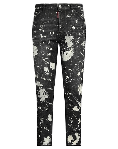 DSQUARED2 Denim pants Black 98% Cotton, 2% Elastane, Calfskin, Aluminum