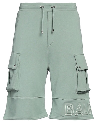 BALMAIN Shorts & Bermuda Sage green 100% Cotton, Elastane