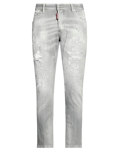DSQUARED2 Denim trousers Grey 98% Cotton, 2% Elastane, Calfskin