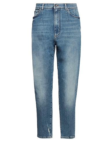 DOLCE&GABBANA Denim pants Blue 98% Cotton, 2% Elastane, Zamak, Calfskin, Brass