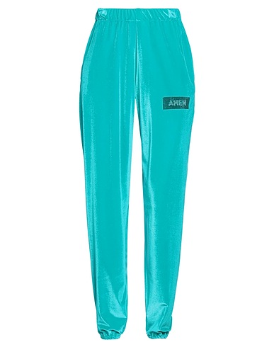 AMEN Casual pants Light green 85% Polyester, 15% Elastane, Glass, Polyethylene
