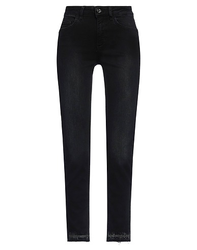 LIU •JO Denim trousers Black 96% Cotton, 4% Elastane
