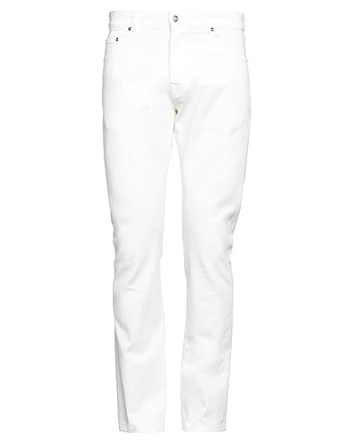 CARE LABEL Denim trousers Cream 98% Cotton, 2% Elastane