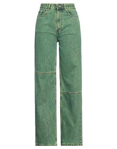 GANNI Denim trousers Lime green 100% Organic cotton