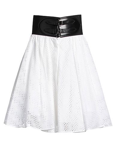 ALAÏA Mini skirt White 100% Cotton, Polyamide, Elastane, Calfskin