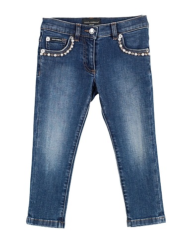 DOLCE&GABBANA Denim trousers Blue 90% Cotton, 8% Elastomultiester, 2% Elastane, Brass, Crystal