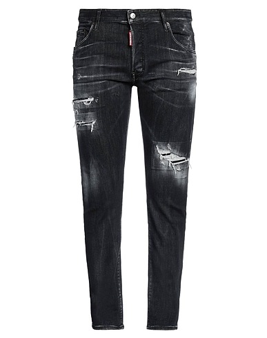 DSQUARED2 Denim trousers Black 92% Cotton, 6% Elastomultiester, 2% Elastane, Calfskin