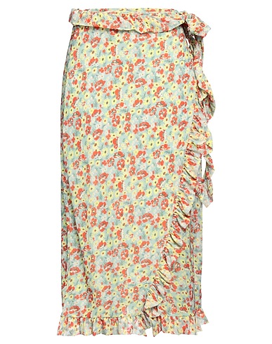 GANNI Midi skirt Light green 91% Recycled polyamide, 9% Elastane